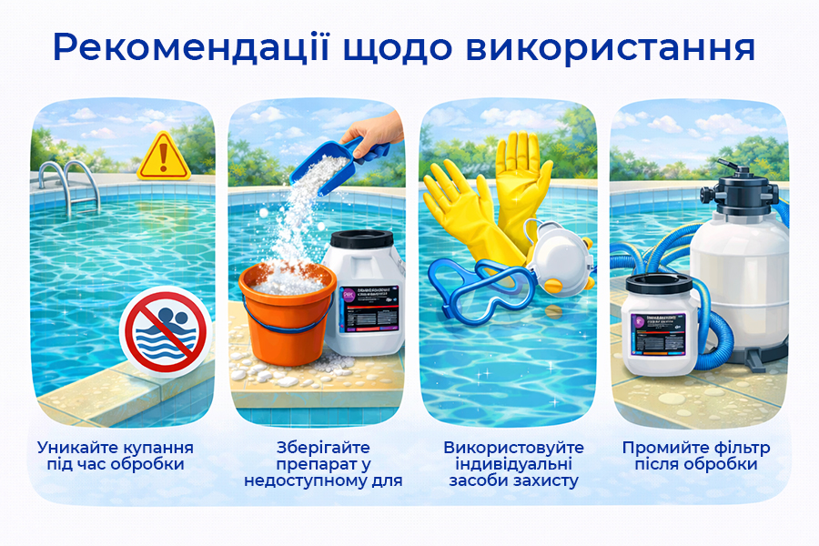 рекомендації щодо використання шок-хлору Poolman Shock Chlor G60
