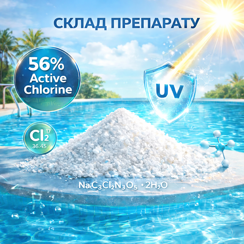 склад шок-хлору Poolman Shock Chlor T60 для очищення води в басейні