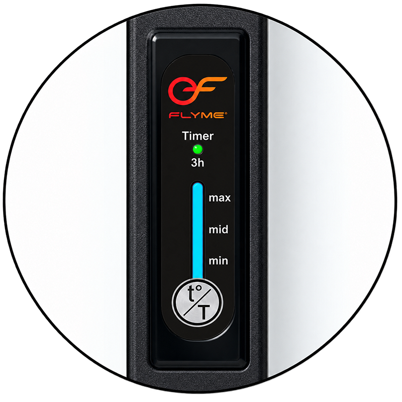 Кнопка t°/T, температурні індикатори та Timer 3h регулятора EF1 на Flyme Black EF 900R