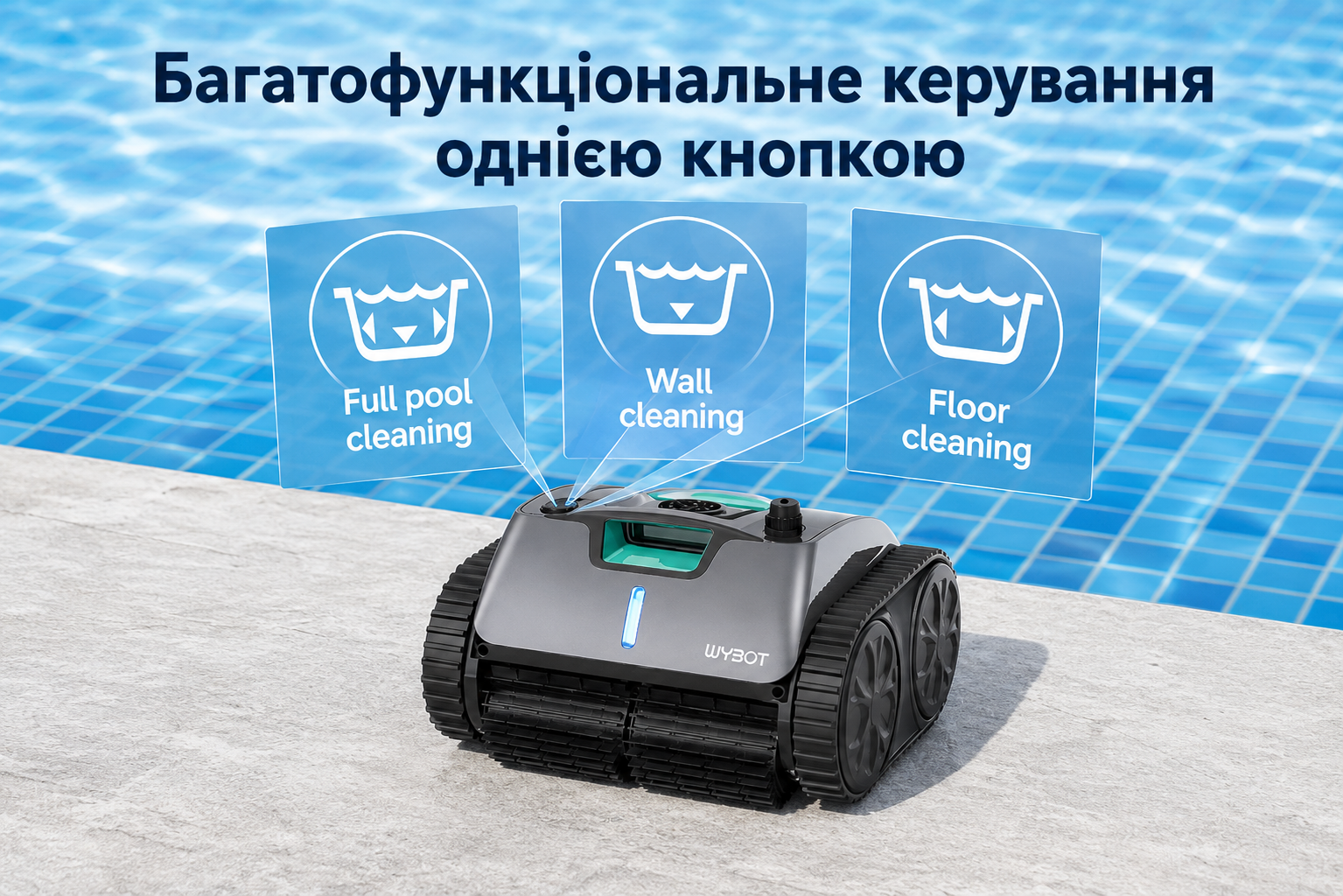 Bluetooth керування робот-пилососом Wybot C1 Pro