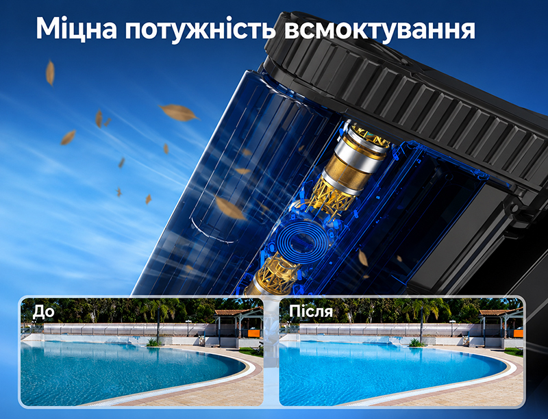 Тримоторна система робота-пилососа для басейну