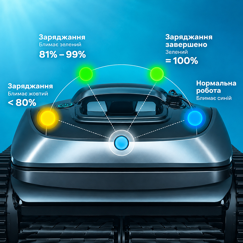 Легкість в обслуговуванні та індикація заряду Wybotics C1