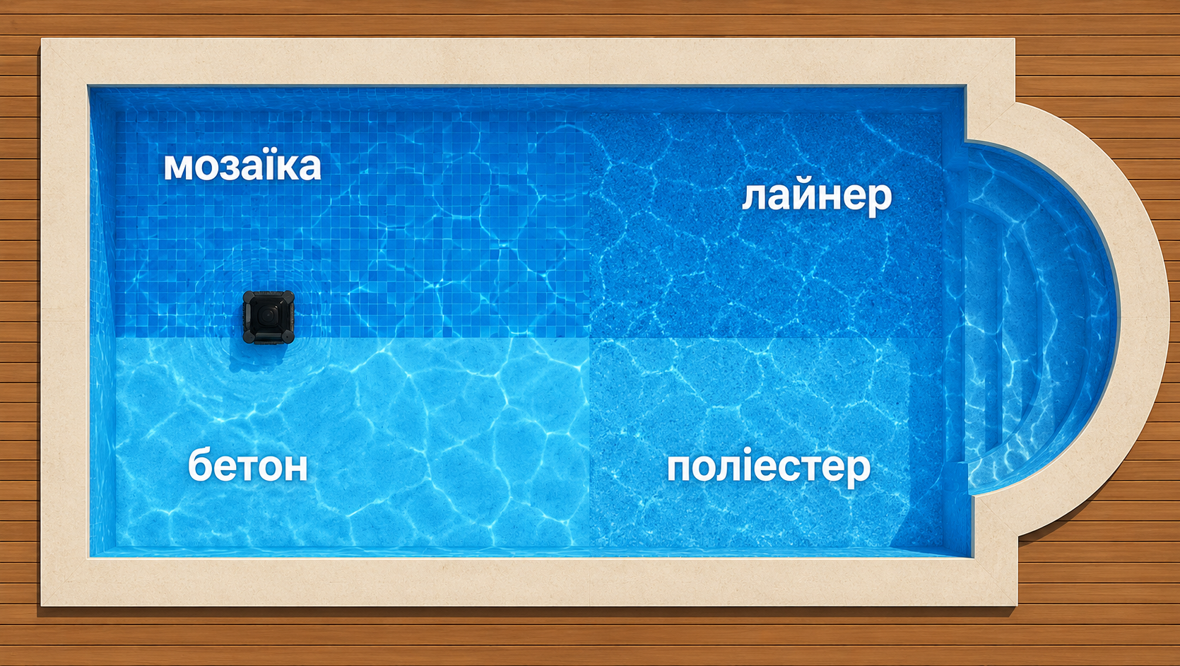 Різні покриття басейну для Zodiac Pixel OP 32